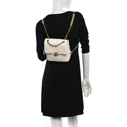 Chanel Shiny Caviar Quilted Chain Melody Backpack White 2 of 10