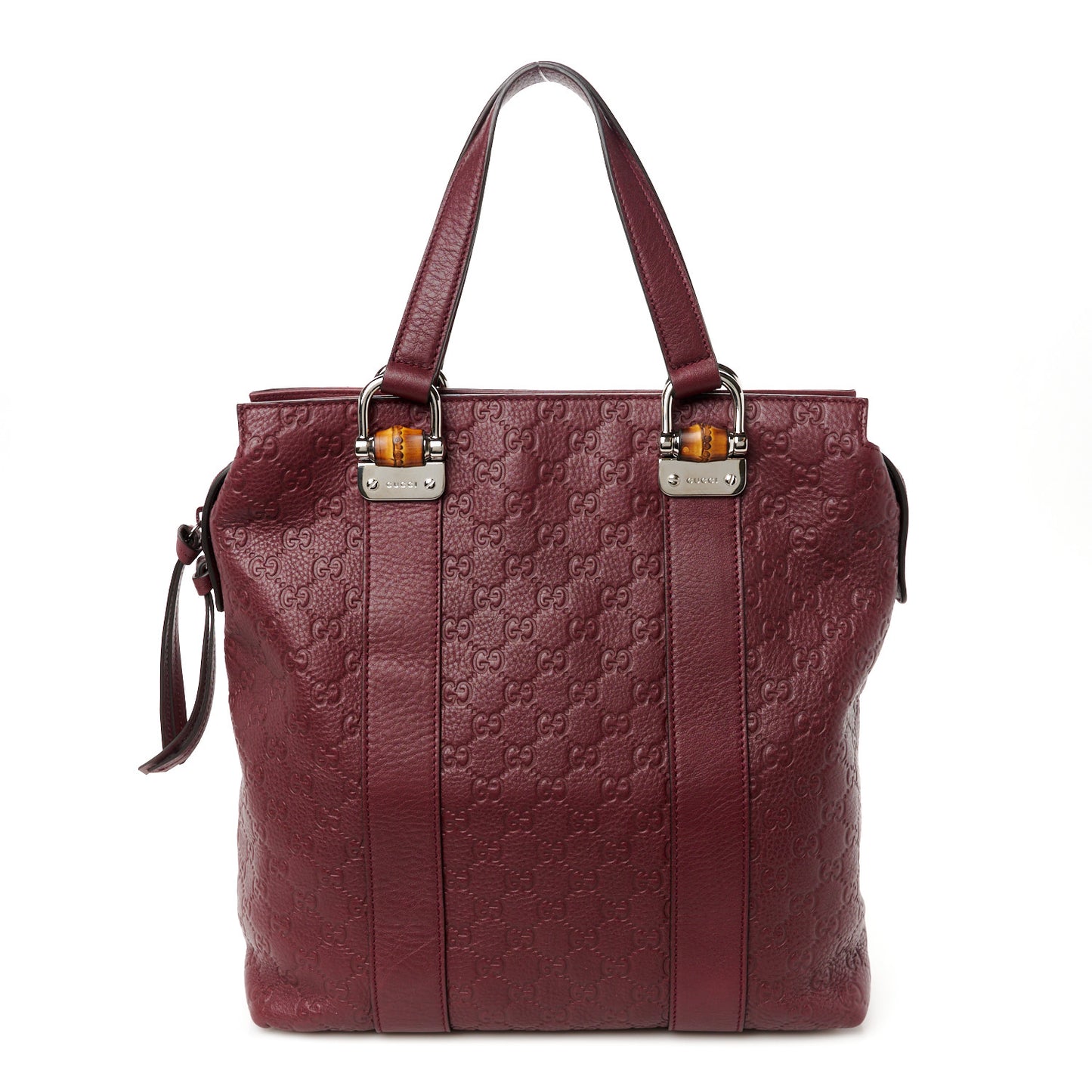 Guccissima Tender Bamboo Bar Tote Burgundy