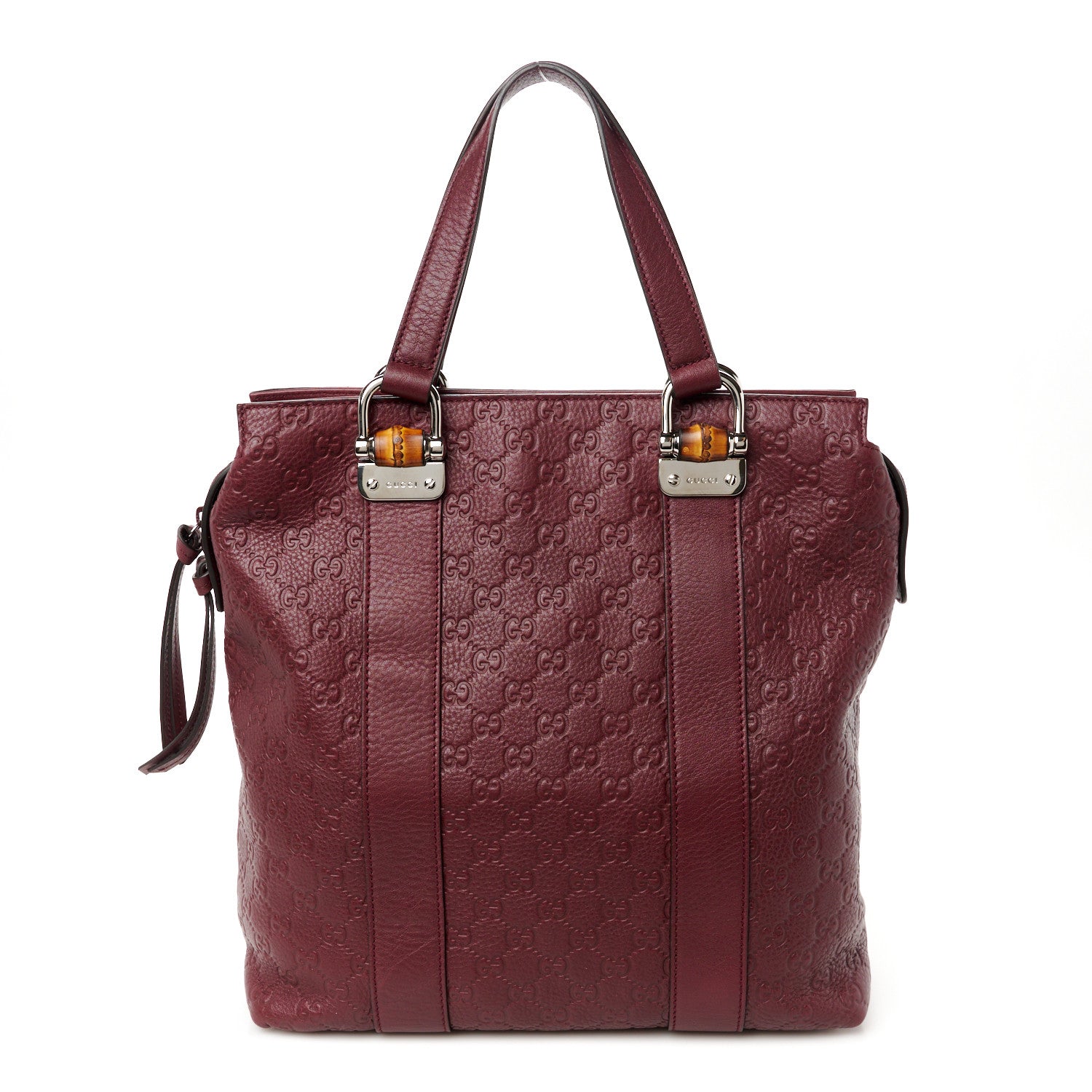 Gucci Guccissima Tender Bamboo Bar Tote Burgundy 1 of 10