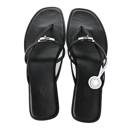 Hermes Calfskin Miss Sandals 39 Black 4 of 18