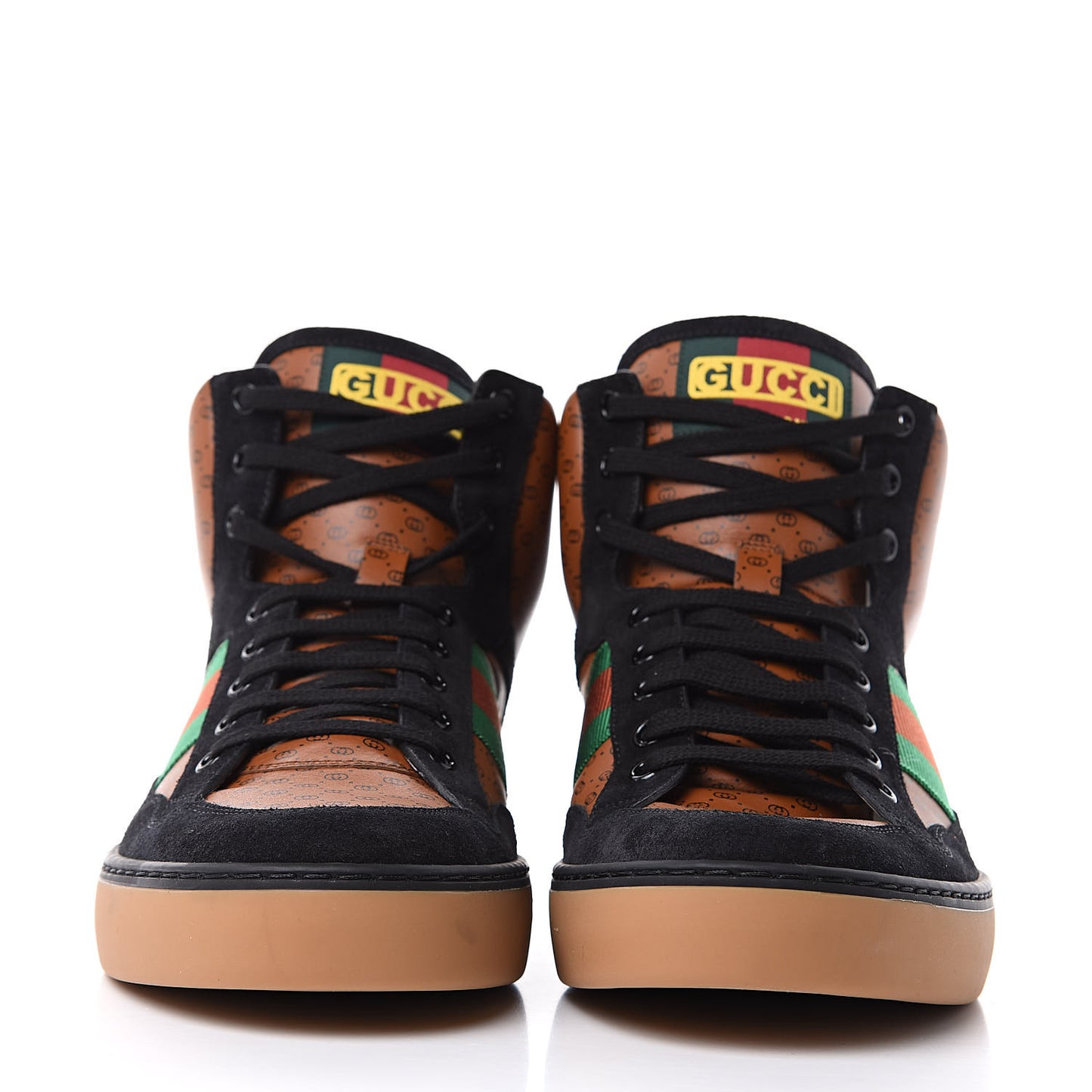 X DAPPER DAN Calfskin Suede GG Micro Monogram Mens High Top Sneakers 9 Brown