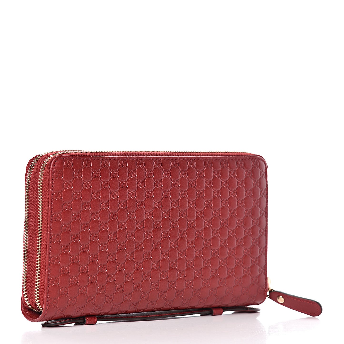 Microguccissima Zip Around Top Handle Travel Wallet Red