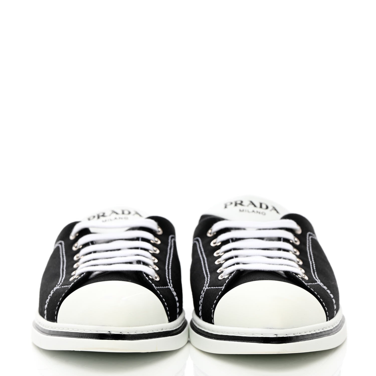 Prada Nylon Gabardine Point-Toe Sneaker Mules 40 Black 4 of 18