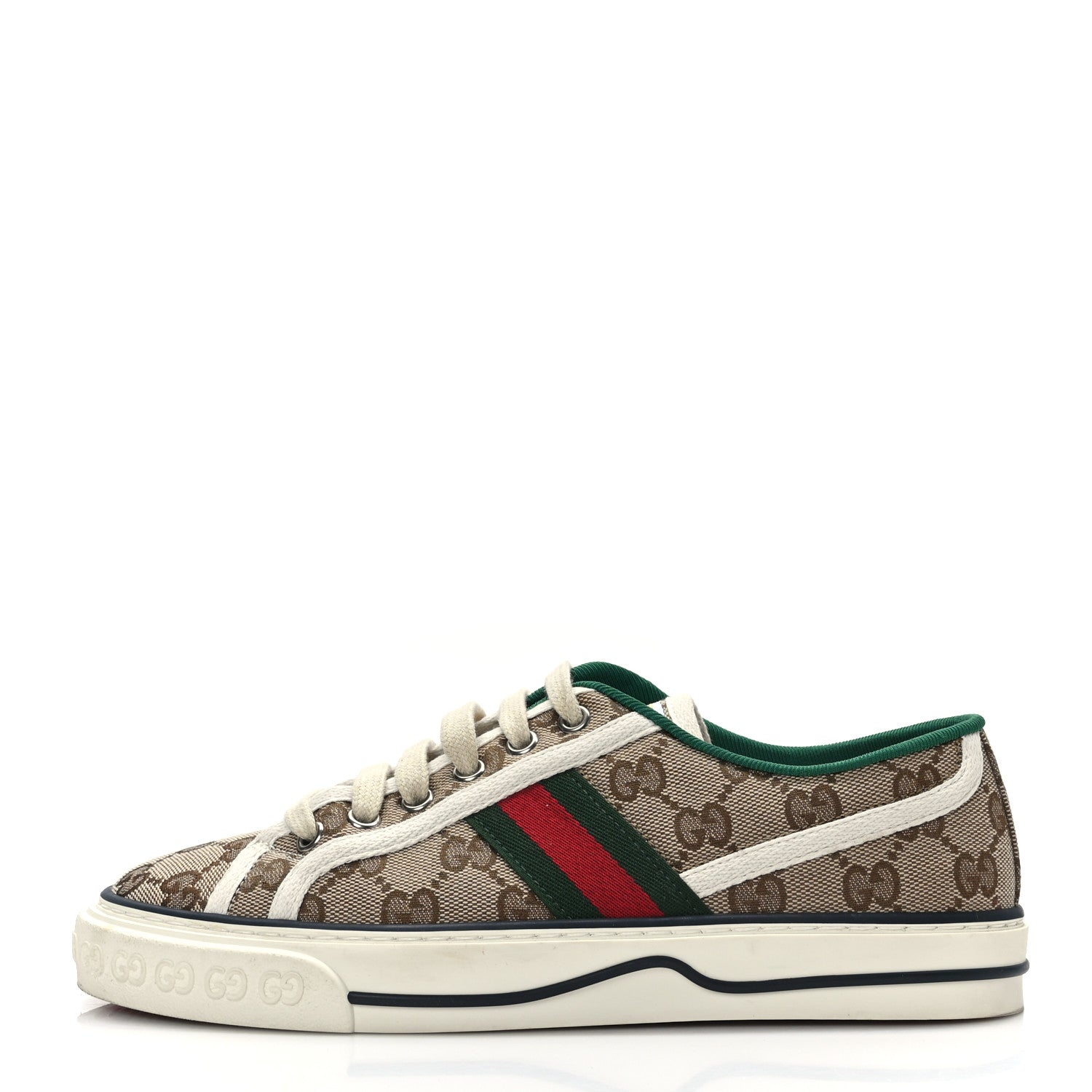 Gucci GG Monogram Web Womens 1977 Tennis Sneakers 37 Beige Ebony Mystic White 1 of 7
