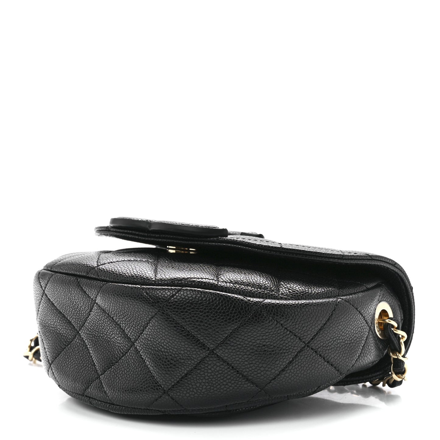 Caviar Quilted Mini Messenger Flap Black