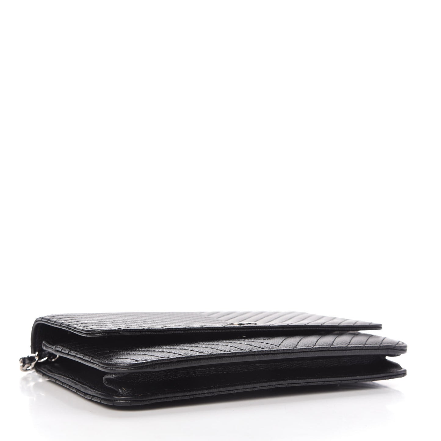 Caviar Chevron Quilted Wallet On Chain WOC Black