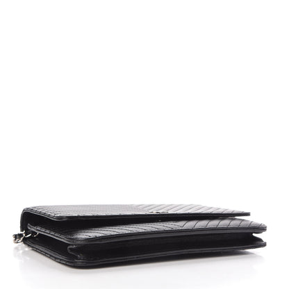 Chanel Caviar Chevron Quilted Wallet On Chain WOC Black 4 of 12