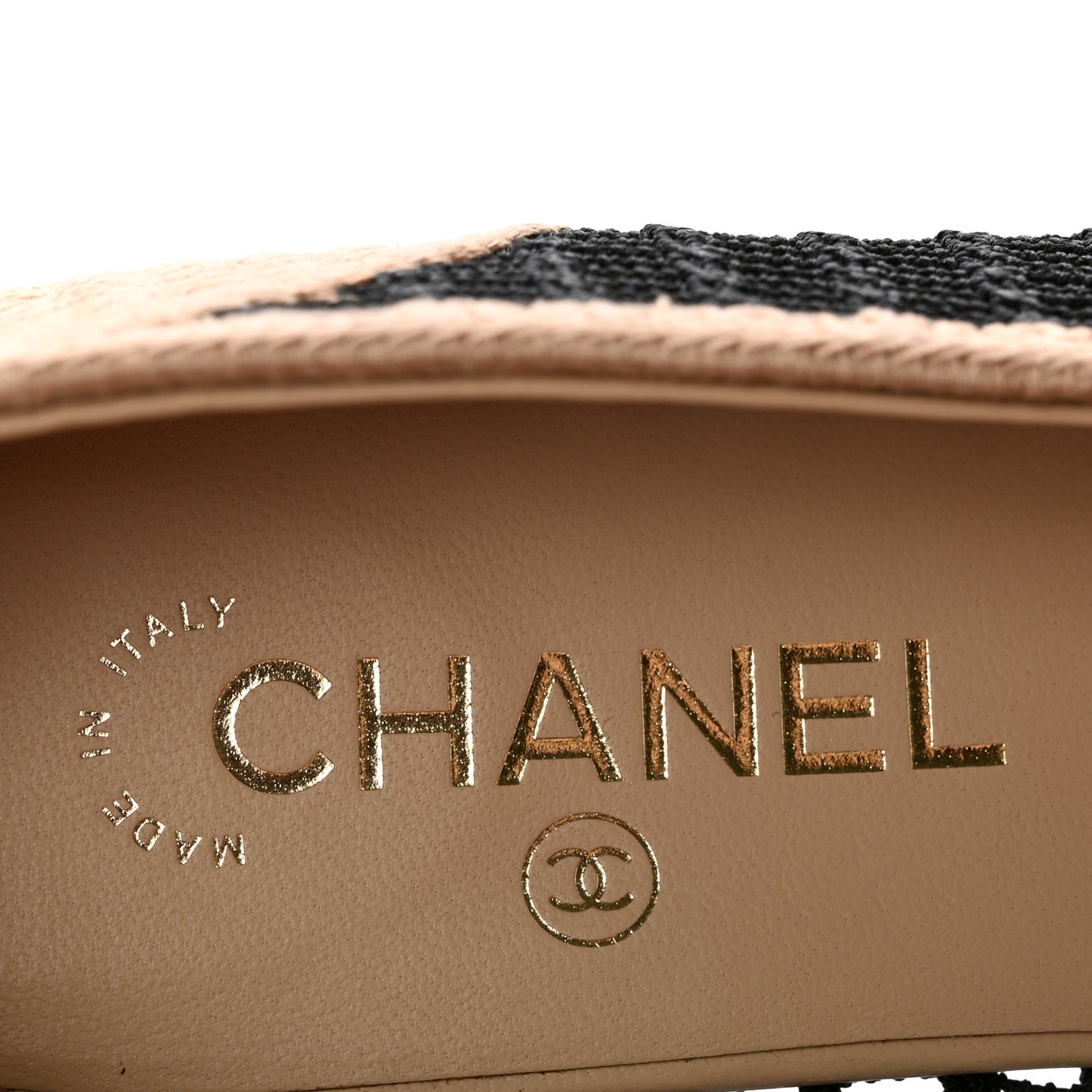 Raffia Cap Toe Ballerina Flats 40.5 Black Beige