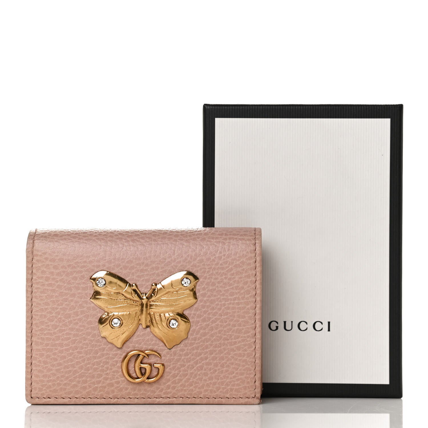 Gucci Pebbled Calfskin Butterfly Card Case Perfect Pink 9 of 9