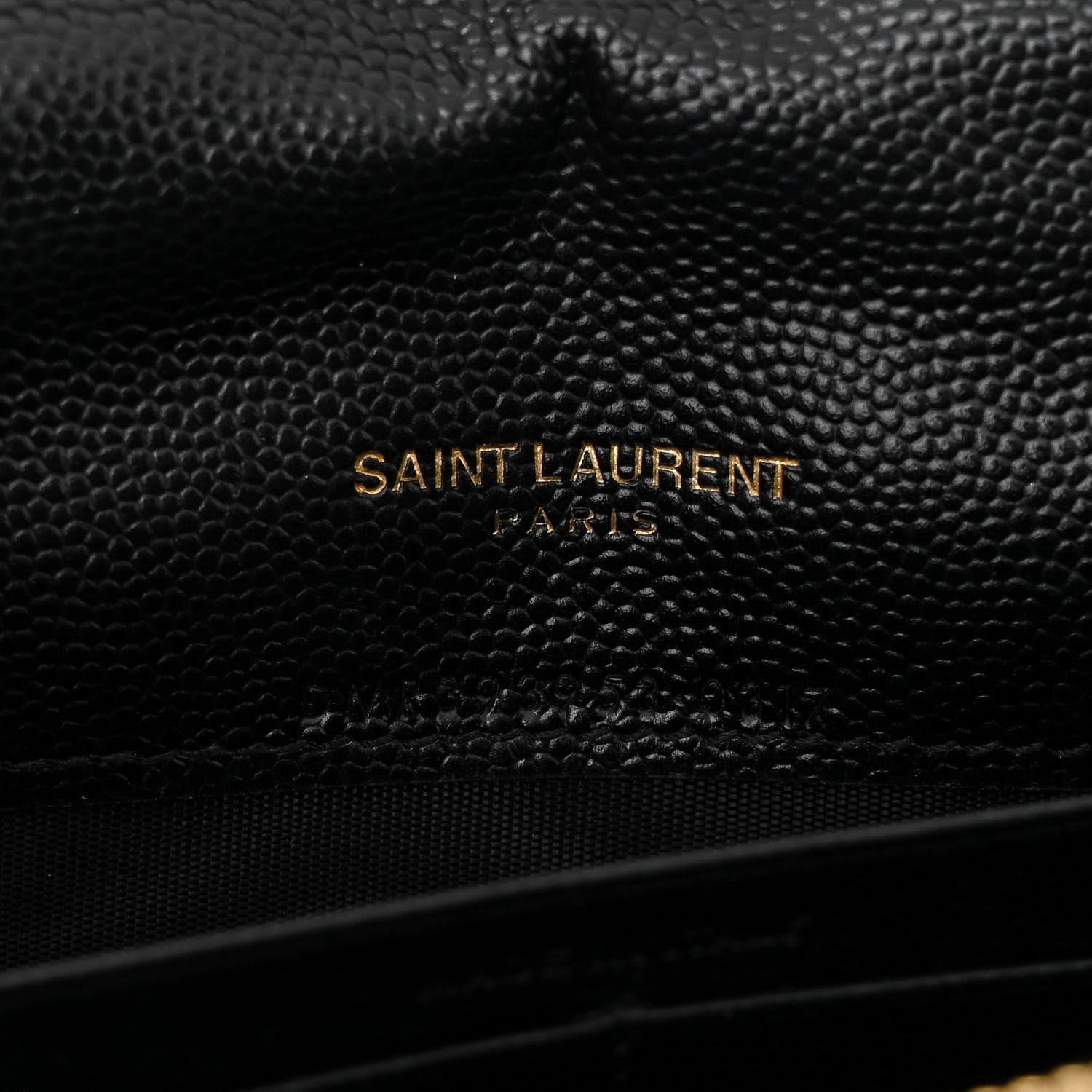 Saint Laurent Grain De Poudre Matelasse Chevron Monogram Envelope Chain Wallet Black 6 of 11