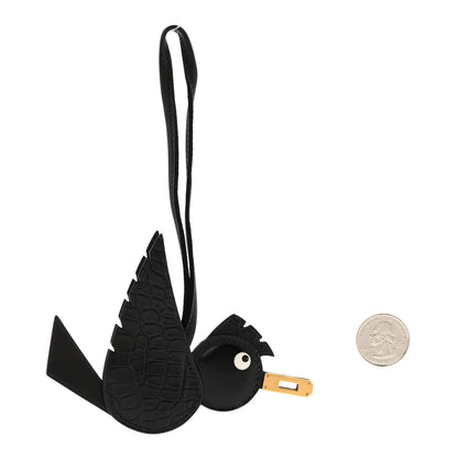 Hermes Swift Alligator Birdy Bag Charm Black 2 of 4