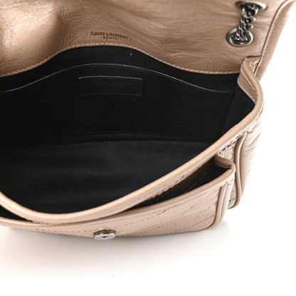 Saint Laurent Crinkled Calfskin Matelasse Monogram Baby Niki Chain Satchel Light Taupe 5 of 9