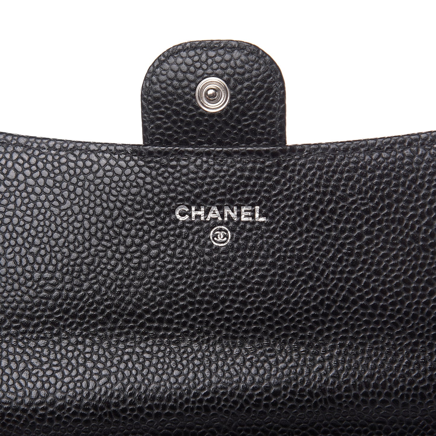 Caviar Quilted Large Gusset Flap Wallet Black