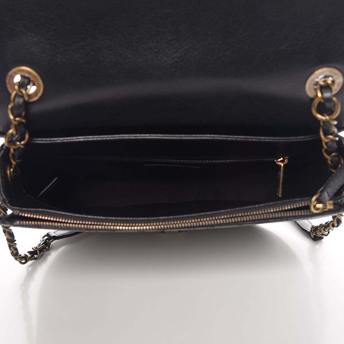 Shiny Calfskin Goatskin Quilted Medium Coco Curve Messenger Flap Black