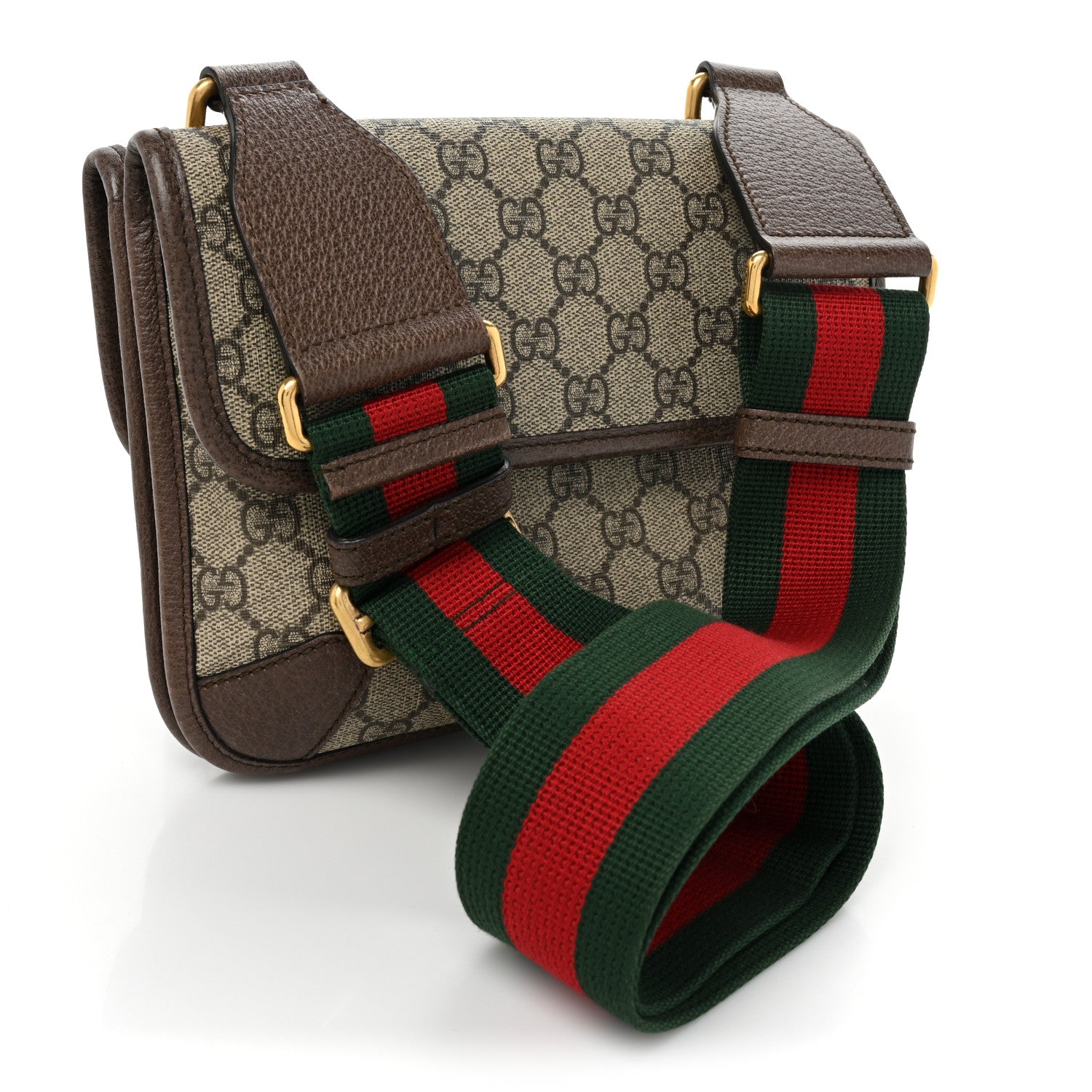 Gucci GG Supreme Monogram Web Small Neo Vintage Double Flap Messenger Bag Beige New Acero 3 of 21