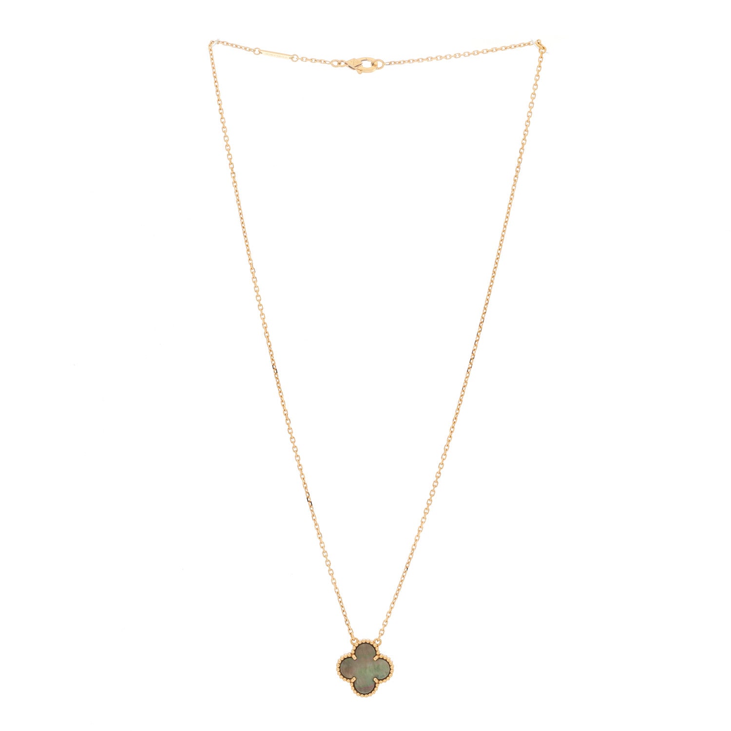 Van Cleef & Arpels 18K Rose Gold Gray Mother of Pearl Vintage Alhambra Pendant Necklace 3 of 5