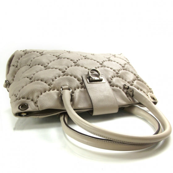 SALVATOREFERRAGAMOLeatherStitchedSatchelIvory