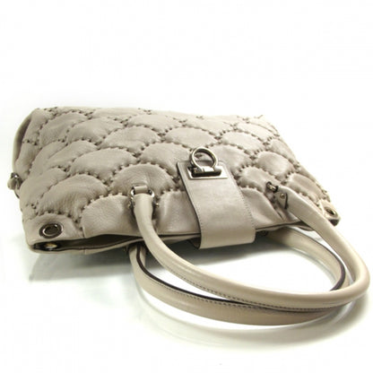 FASHIONPHILE SALVATOREFERRAGAMOLeatherStitchedSatchelIvory 5 of 10