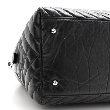 Chanel Aged Calfskin Chevron Medium Soft Bowling Bag Black 9 of 10