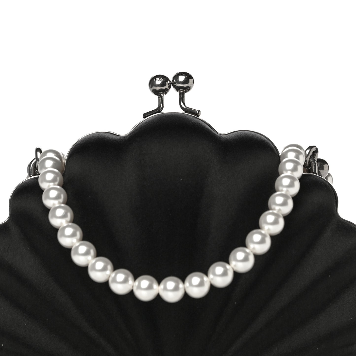 Satin Pearl Shell Clutch Bag Black