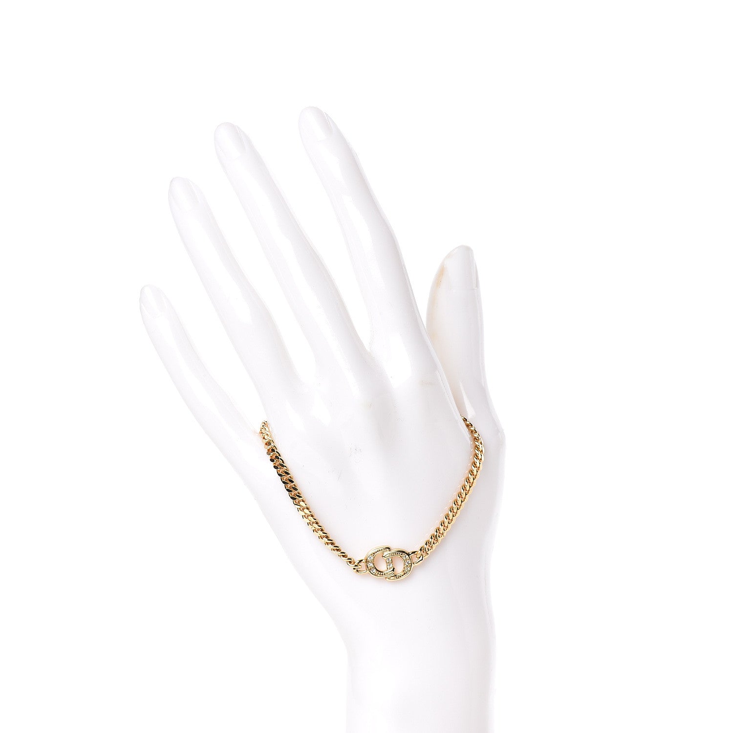 Christian Dior Crystal CD Chain Bracelet Gold 2 of 4