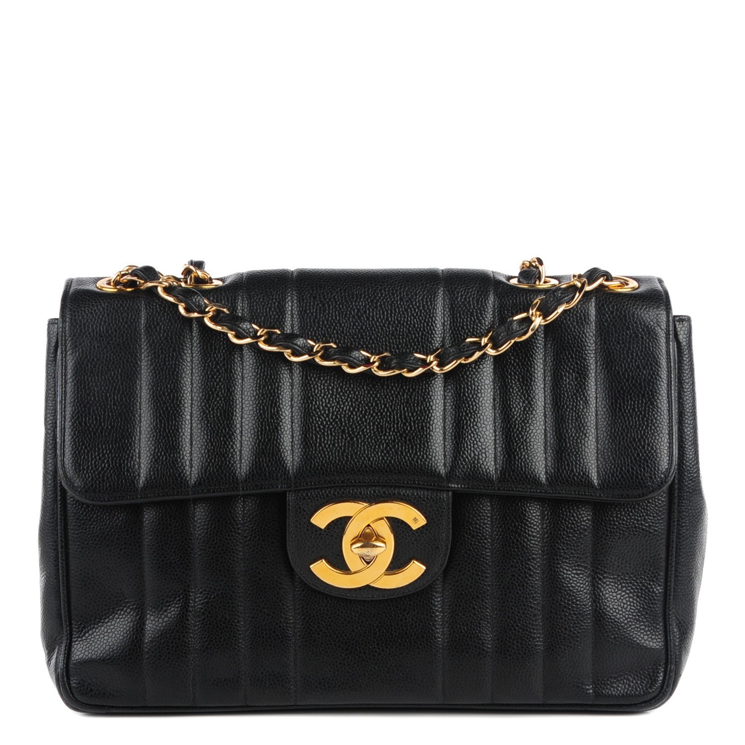 Chanel Caviar Vertical Quilt Jumbo Flap Black 1 of 9