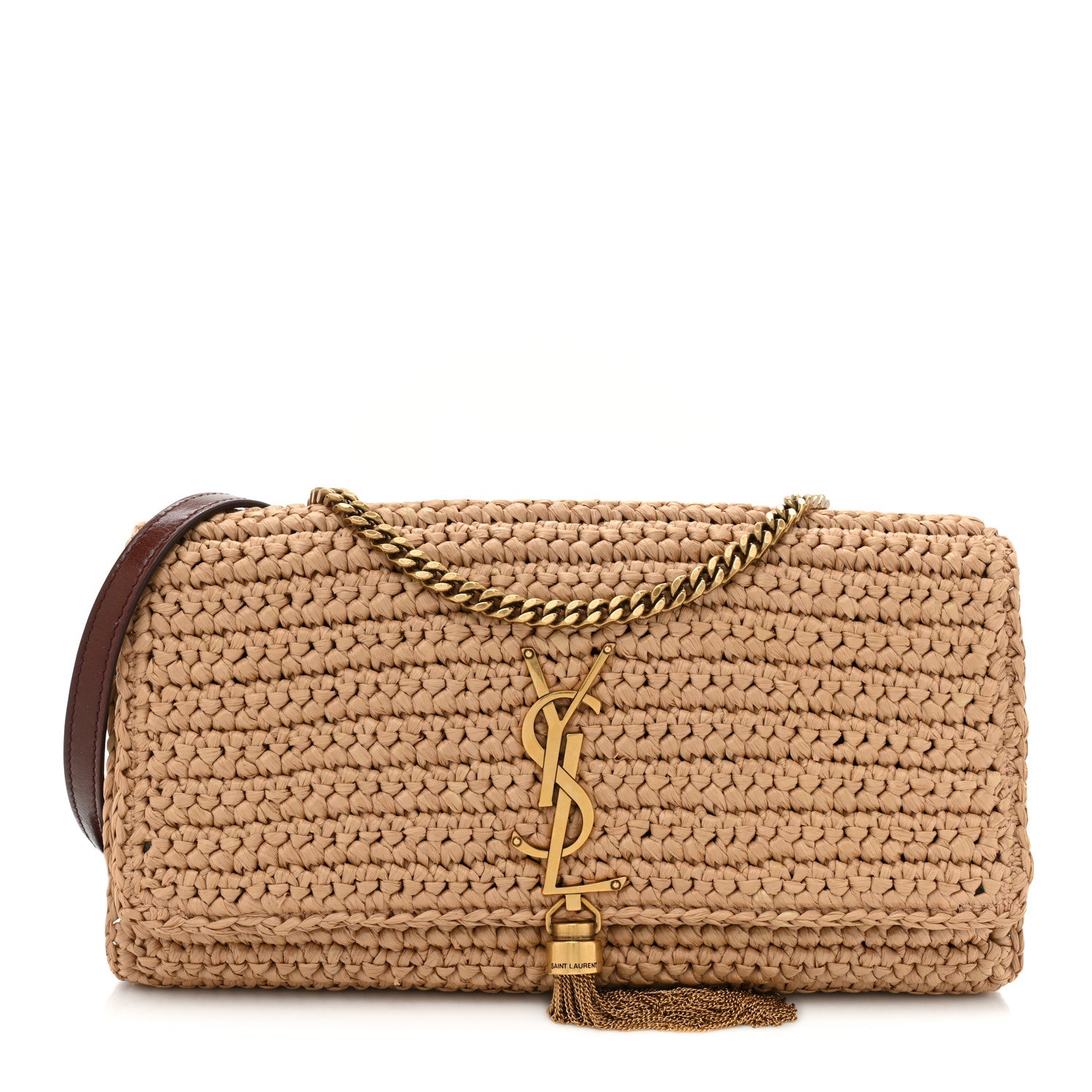 Saint Laurent Raffia Monogram Tassel Kate 99 Dark Nude 1 of 10