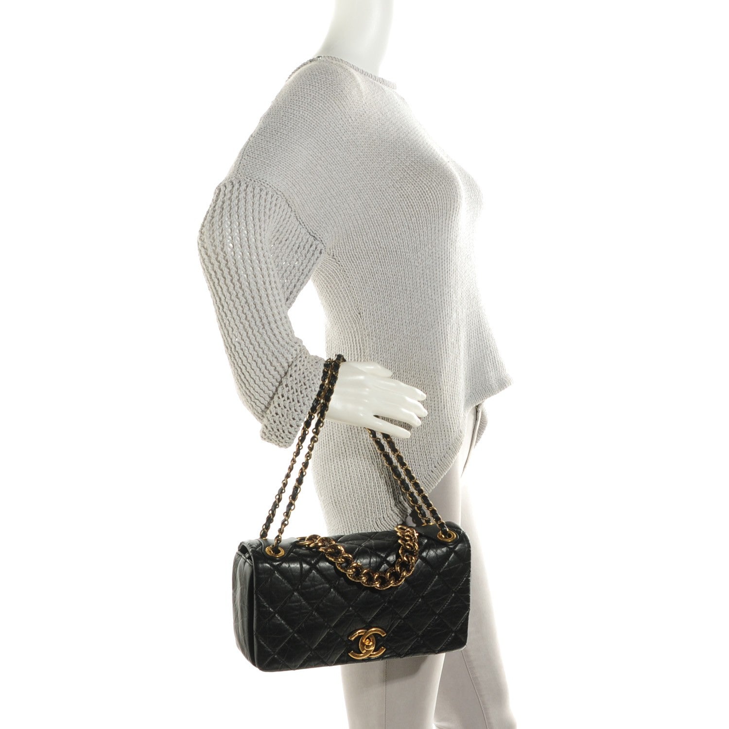 Chanel Aged Calfskin Quilted Small Pondichery Flap Black 2 of 8