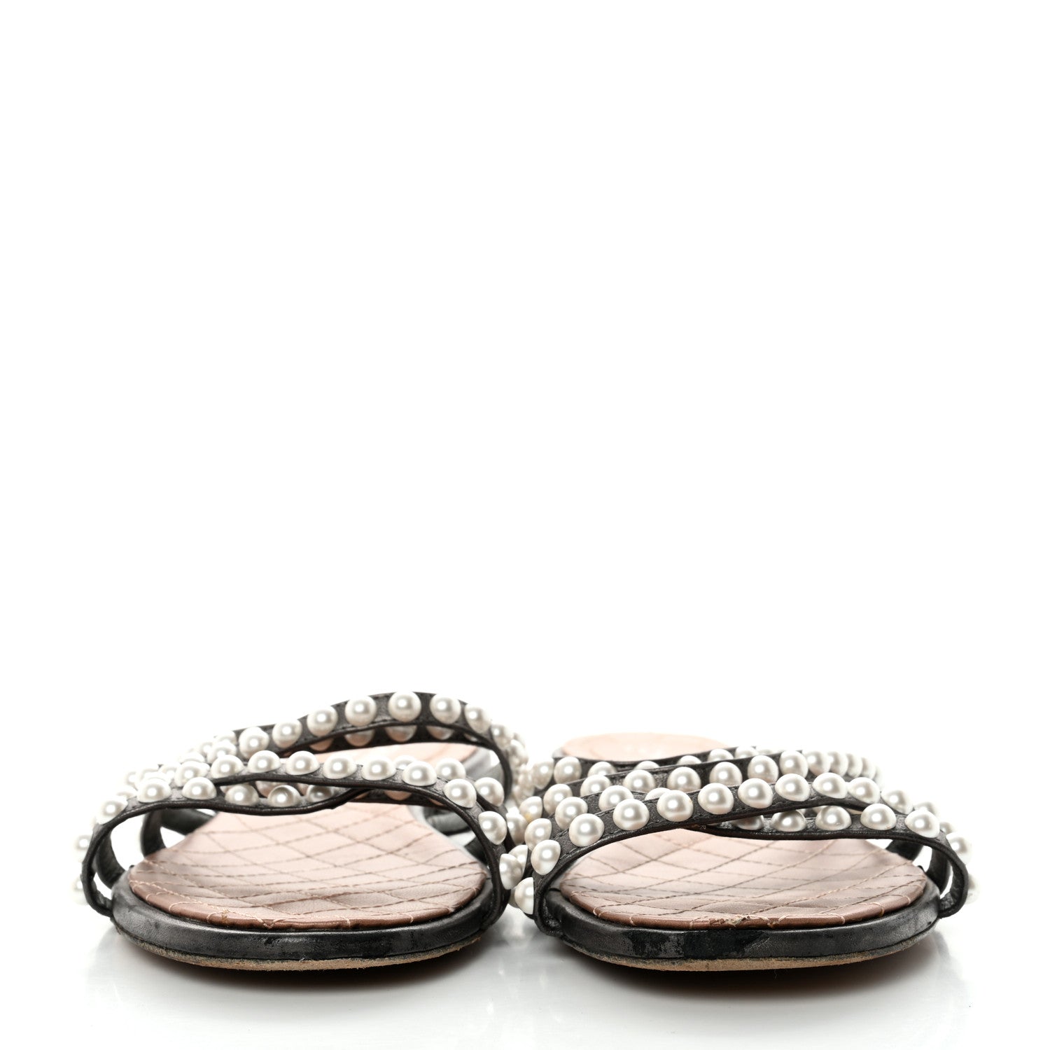 Chanel Lambskin Pearl Sandals 41 Black 2 of 7