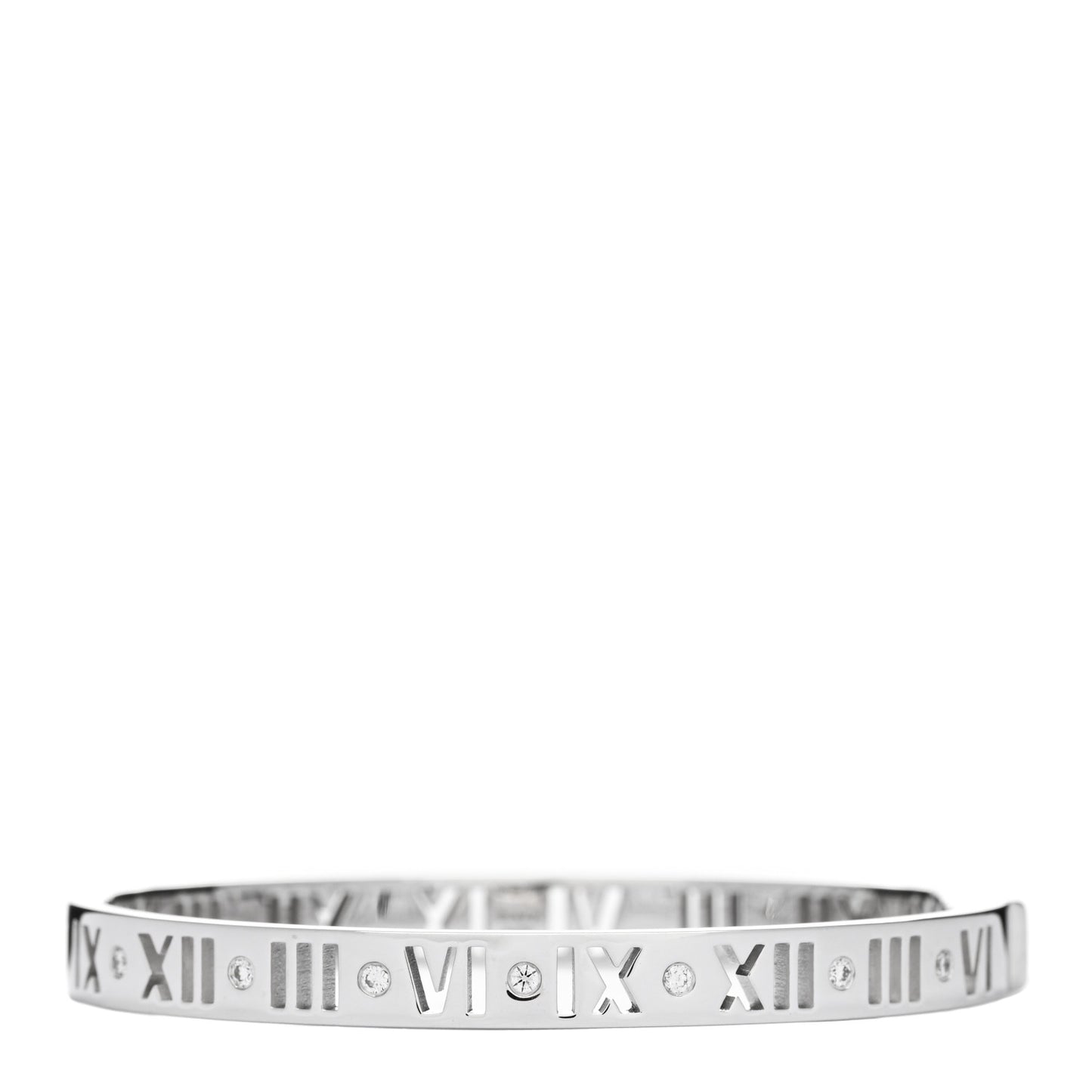 18K White Gold Diamond Atlas Pierced Hinged Bangle Bracelet