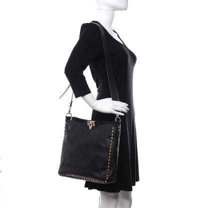 Valentino Garavani Vitello Large Rockstud Flip-Lock Messenger Bag Black 2 of 9