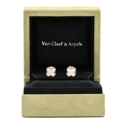Van Cleef & Arpels 18K Yellow Gold Mother of Pearl Sweet Alhambra Earrings 6 of 6