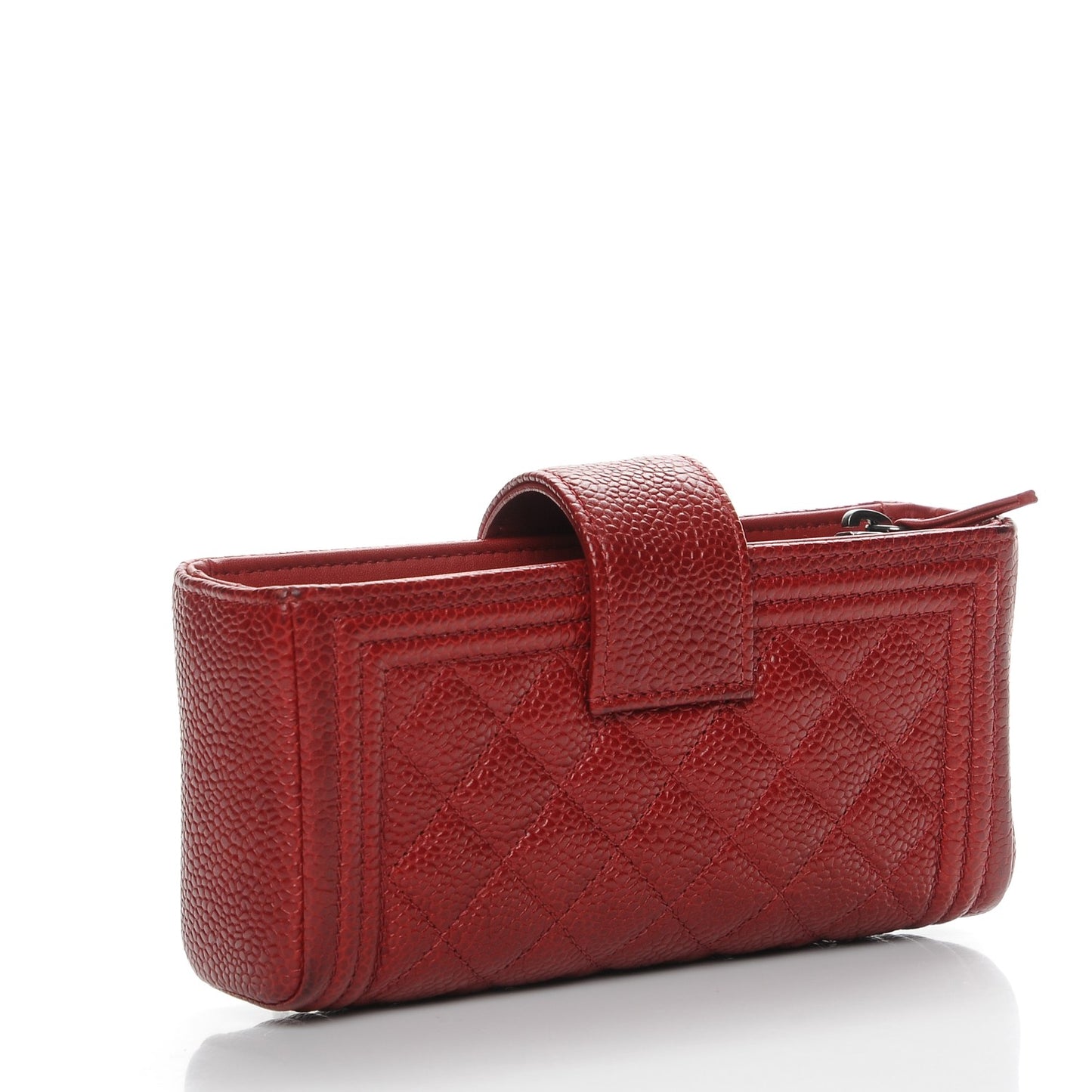 Caviar Quilted Mini Boy Phone Holder Clutch Dark Red