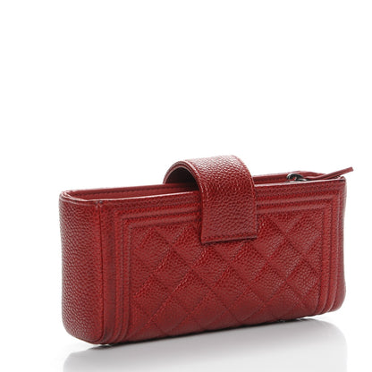 Chanel Caviar Quilted Mini Boy Phone Holder Clutch Dark Red 3 of 9