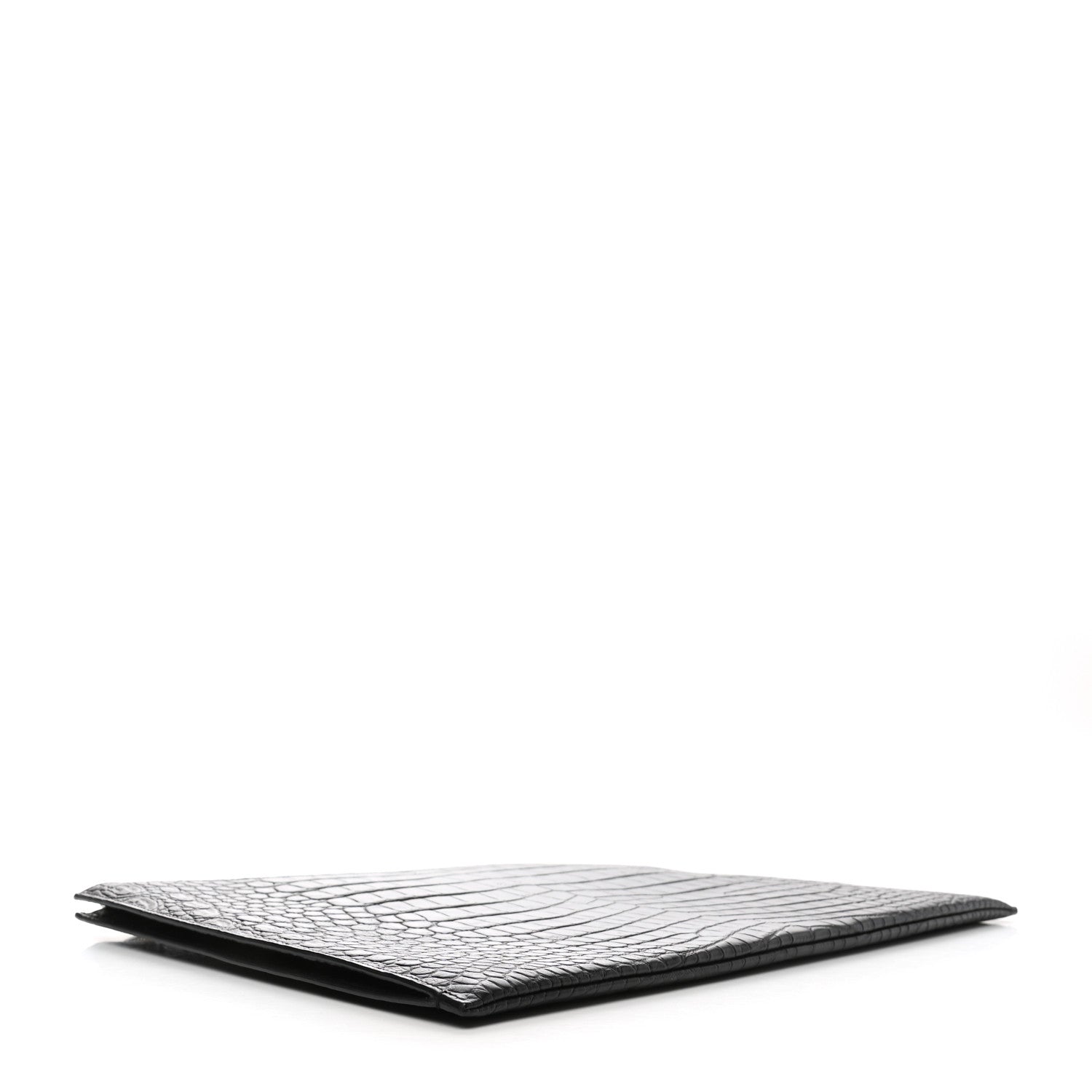 Saint Laurent Calfskin Crocodile Embossed Document Holder Black 4 of 7