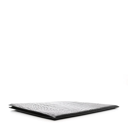 Saint Laurent Calfskin Crocodile Embossed Document Holder Black 4 of 7