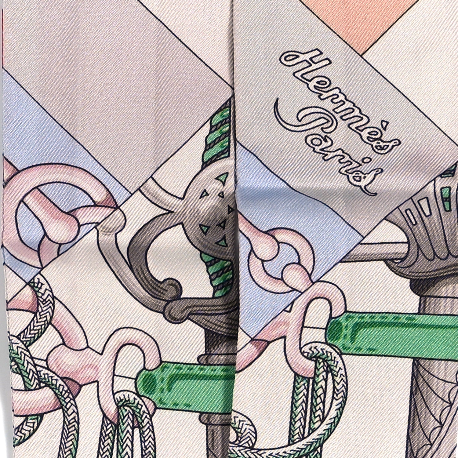 Hermes Silk Cliquetis Twilly Grenadine White Vert 5 of 5