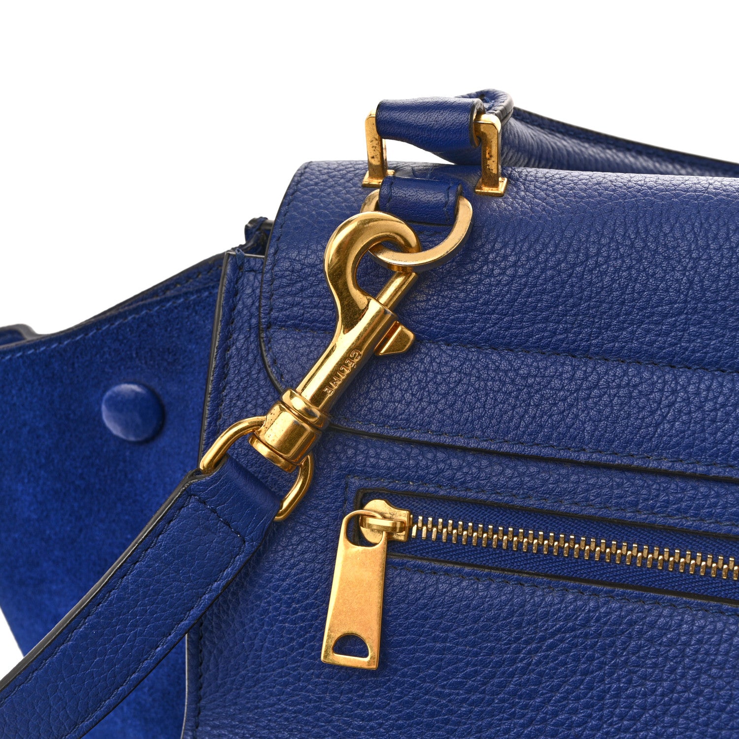 Celine Drummed Calfskin Suede Small Trapeze Indigo 14 of 16