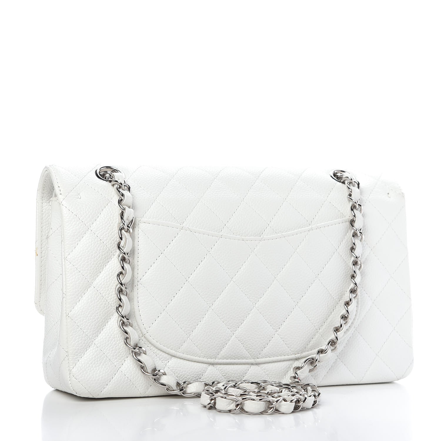 Chanel Caviar Quilted Medium Double Flap White 3 of 10