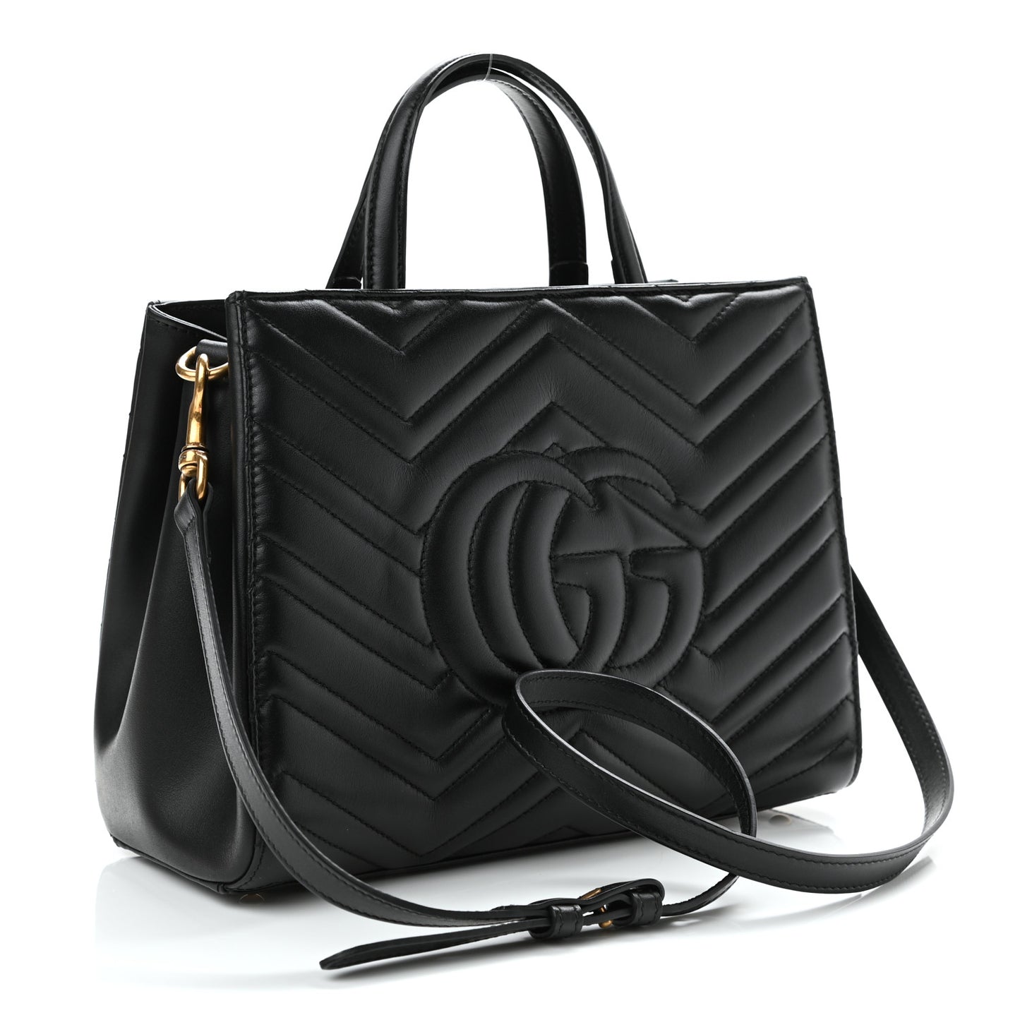 Calfskin Matelasse Small GG Marmont Tote Black