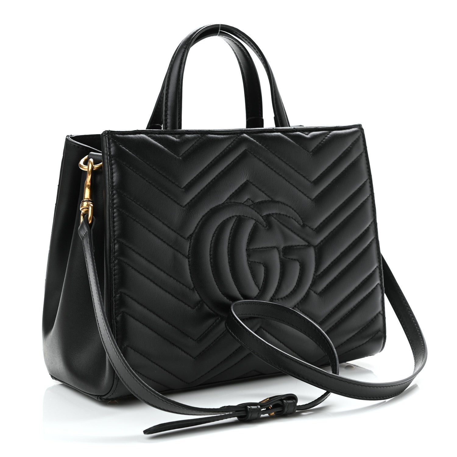 Gucci Calfskin Matelasse Small GG Marmont Tote Black 2 of 9