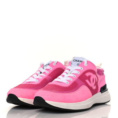Chanel Denim Suede Calfskin Womens CC Sneakers 35 Pink 3 of 8