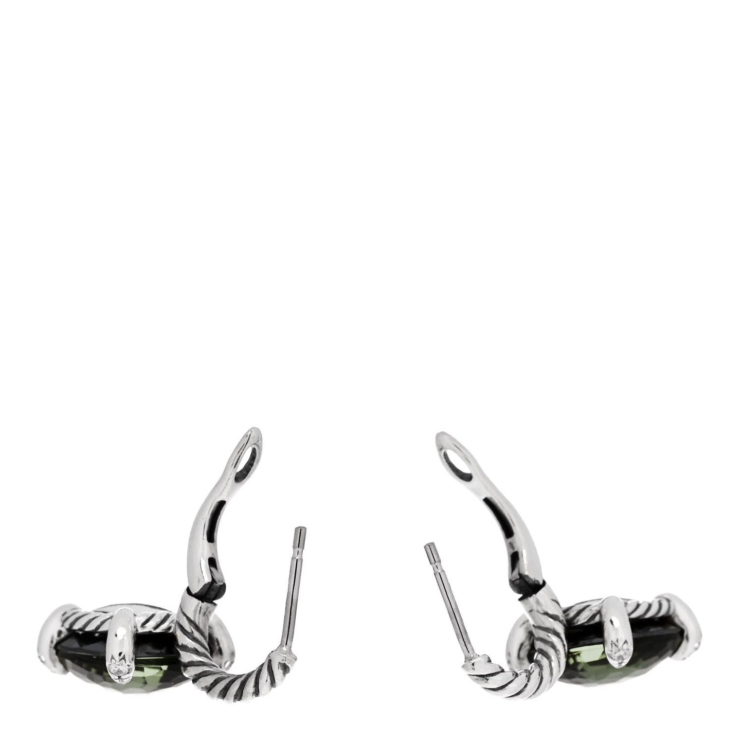Sterling Silver Green Orchid Diamond Chatelaine Drop Earrings