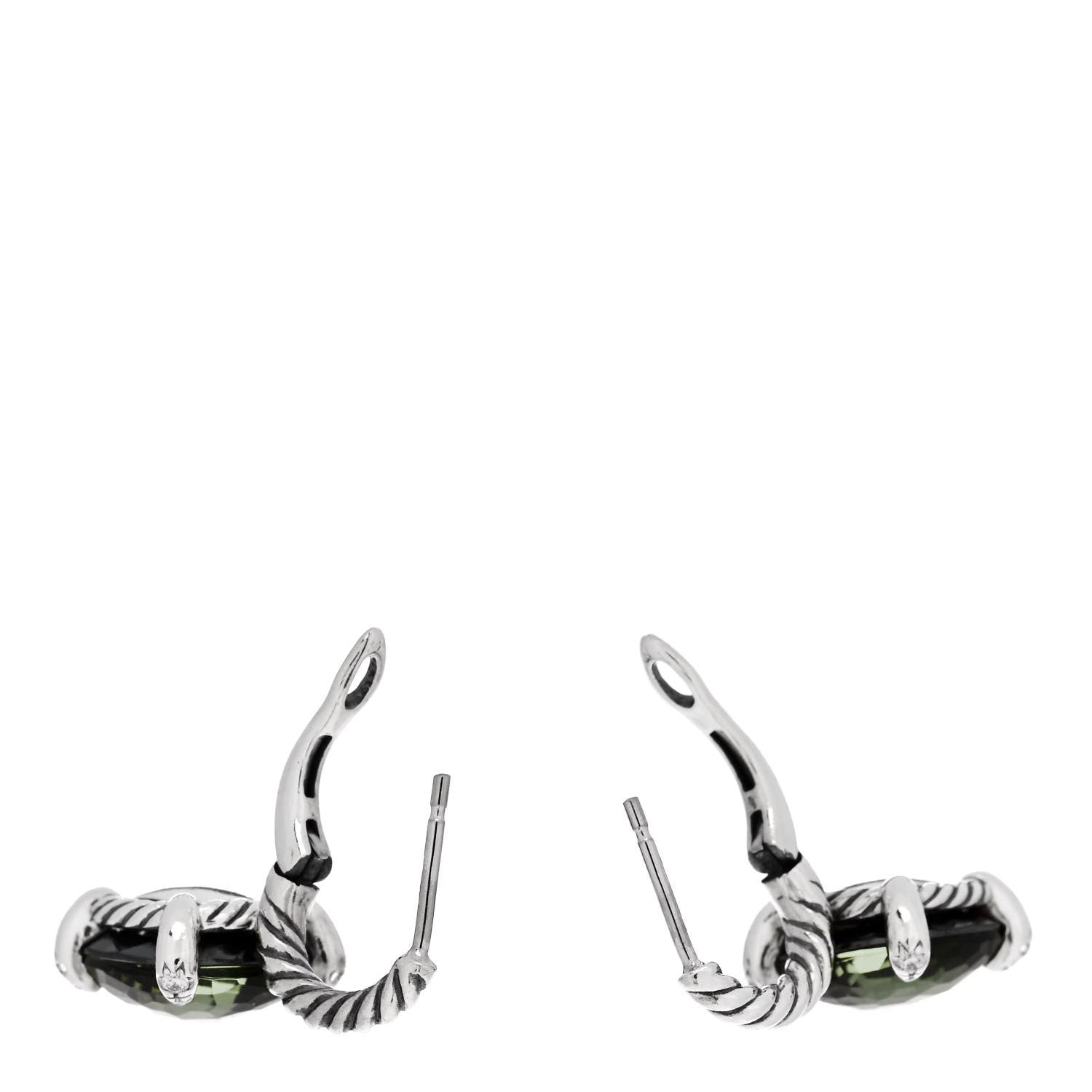 David Yurman Sterling Silver Green Orchid Diamond Chatelaine Drop Earrings 3 of 4