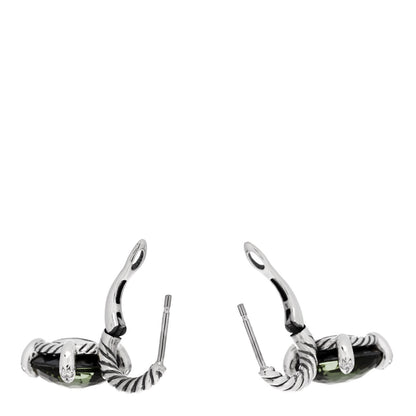 David Yurman Sterling Silver Green Orchid Diamond Chatelaine Drop Earrings 3 of 4