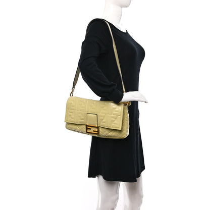 Fendi Nappa FF 1974 Embossed Large Baguette Banana 3 of 15