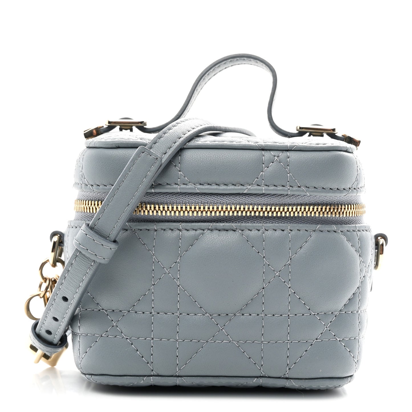 Lambskin Cannage Micro Lady Dior Vanity Case Cloud Blue