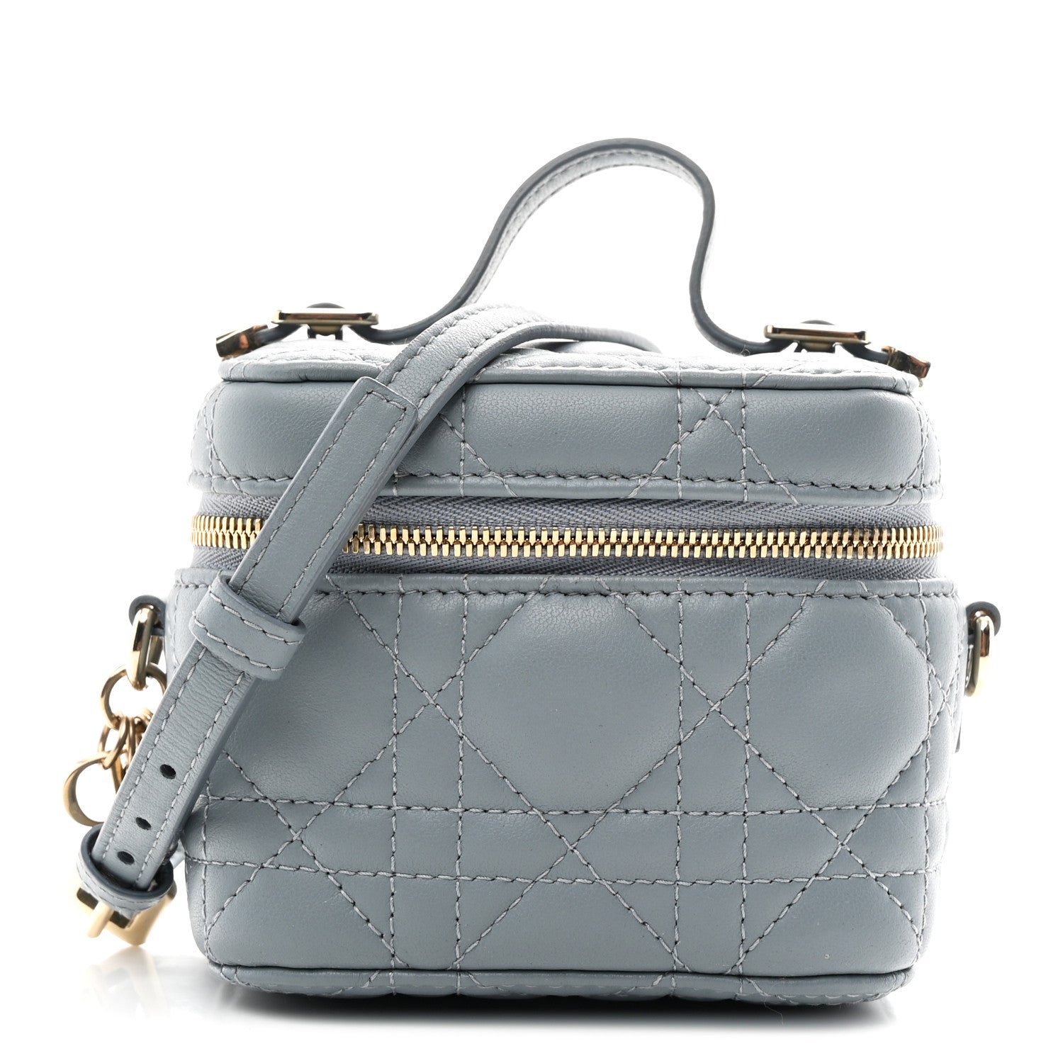 Christian Dior Lambskin Cannage Micro Lady Dior Vanity Case Cloud Blue 1 of 9