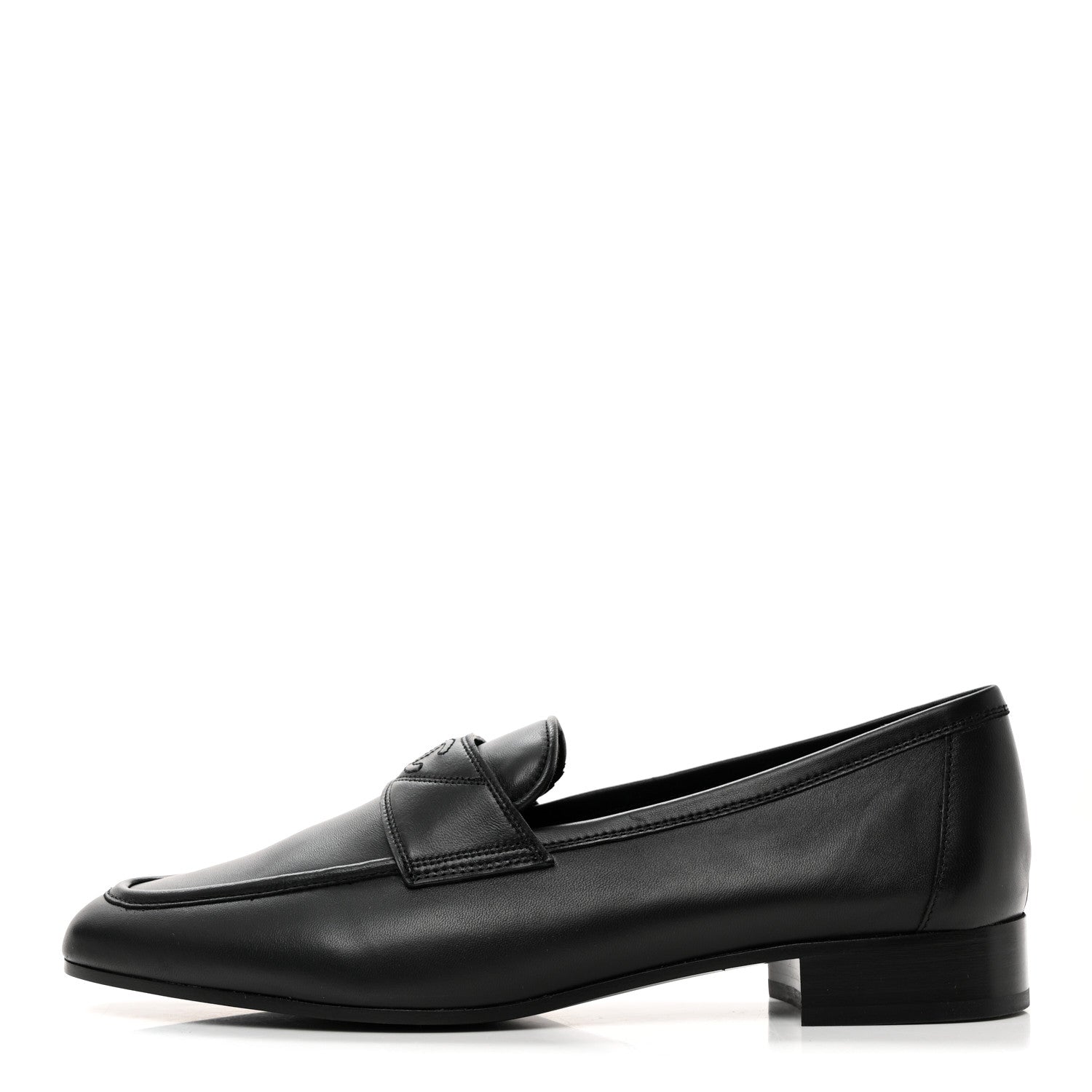 Chanel Calfskin Mens Stitched CC Loafers 42 Black 1 of 14