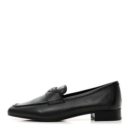 Chanel Calfskin Mens Stitched CC Loafers 42 Black 1 of 14